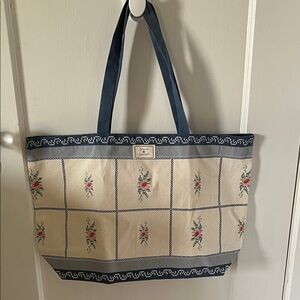 Sezane x Baziszt Tote Bag - Blue and Cream